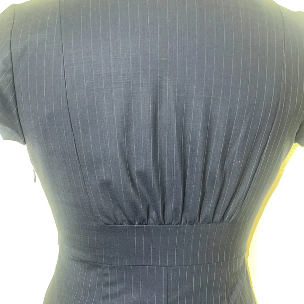 J. Crew Blue Sheath Dress Flutter Sleeves Crew Neck - Picture 10 of 15